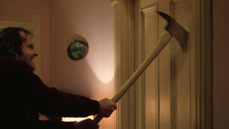 Jack Torrance puts axe in bathroom door