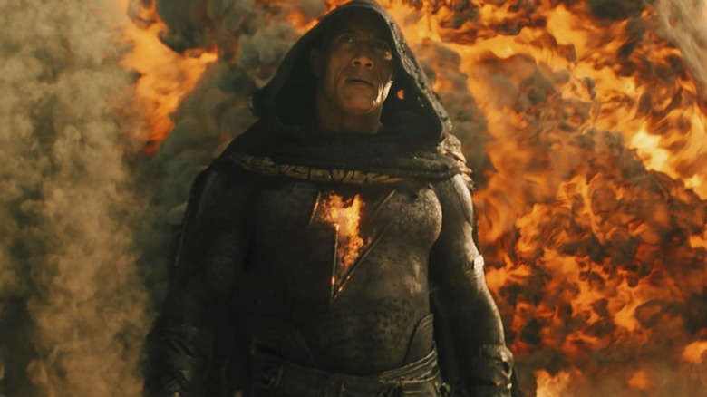 Black Adam surrounded by fire