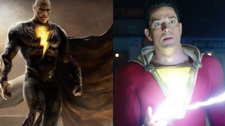 DC concept of Dwayne Johnson as Black Adam; Zachary Levi as Shazam