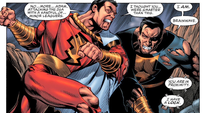 Captain Marvel and Black Adam talk mid-battle