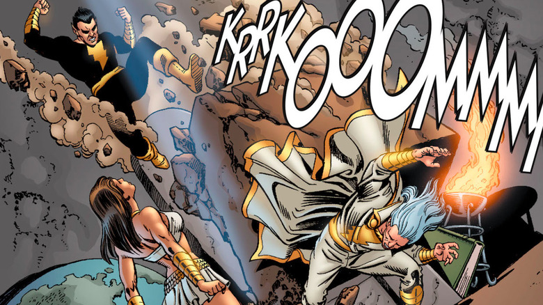 Black Adam kicks rubble at Marvel