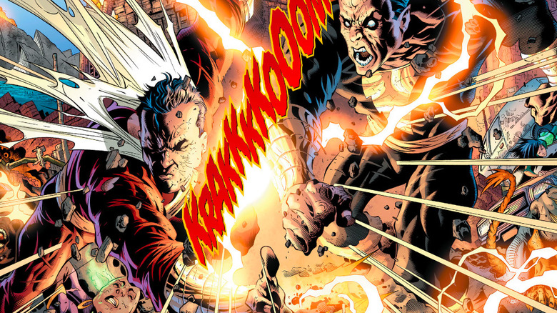 Black Adam lightning punches Captain Marvel 