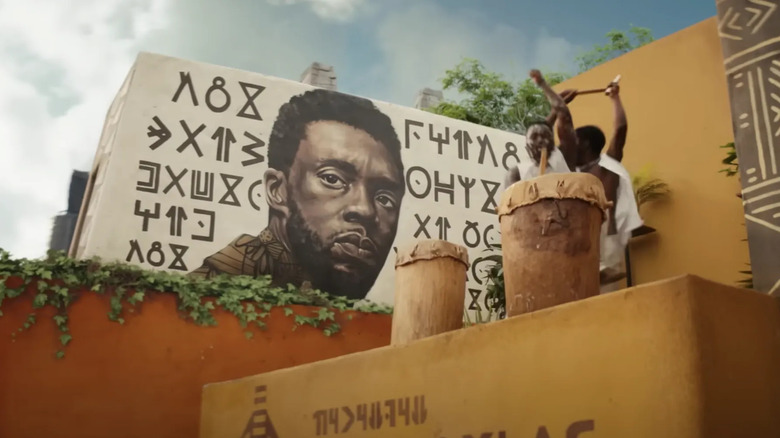 A mural commemorates T'Challa