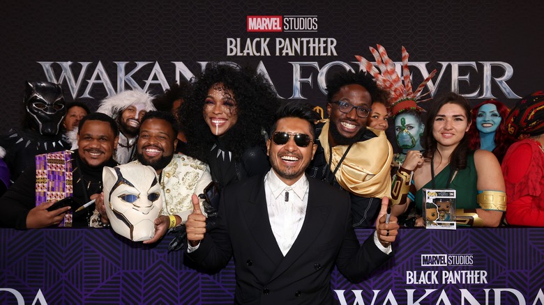 Huerta poses with fans at the Black Panther premiere