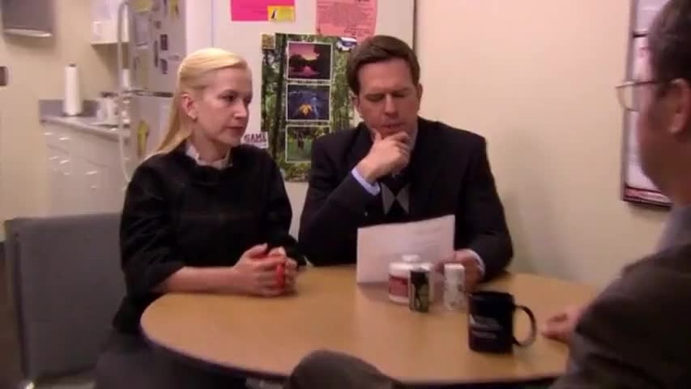 Angela and Andy talk to Dwight in The Office