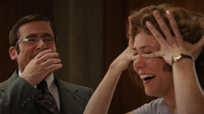 Steve Carell and Kristen Wiig laughing