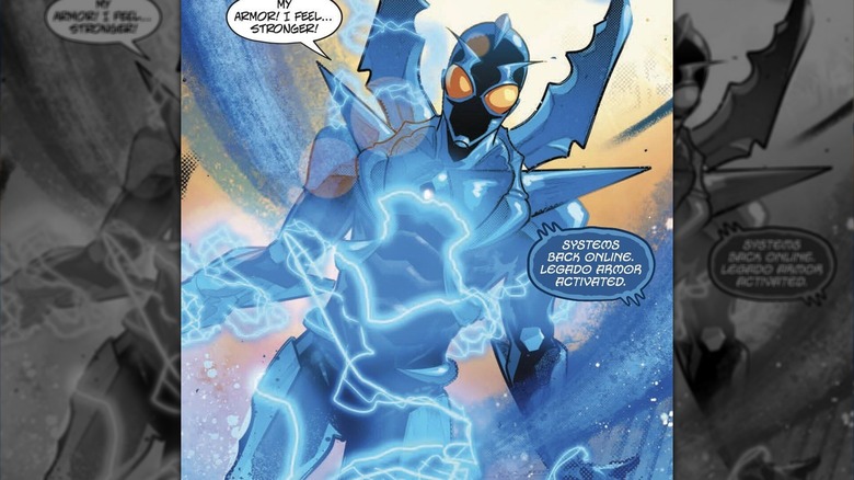 Blue Beetle wearing new armor