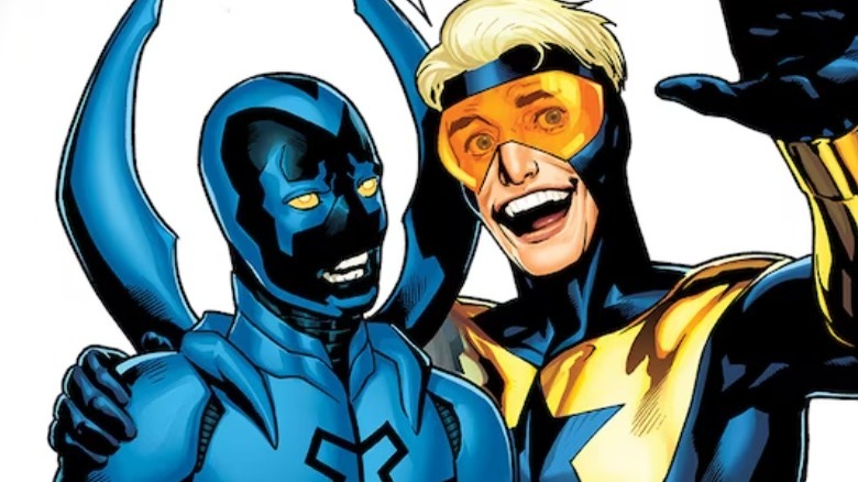 Blue Beetle and Booster Gold side-by-side