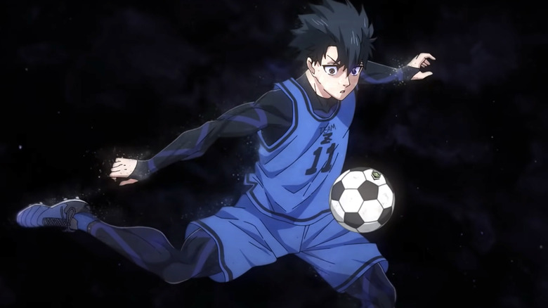 Yoichi Isagi kicking soccer ball