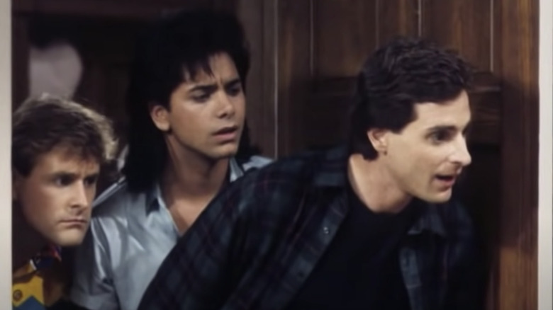 Dave Coulier, John Stamos, Bob Saget at door