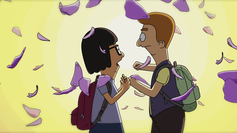 Tina and Jimmy Jr. share a romantic moment in Bob's Burgers still