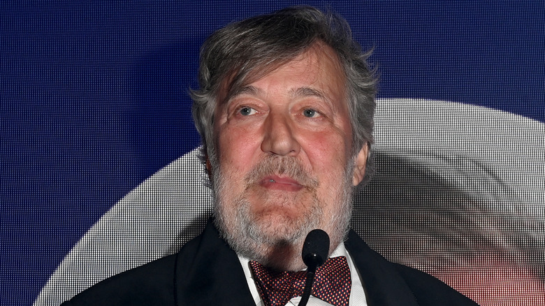 Stephen Fry speaking at an event