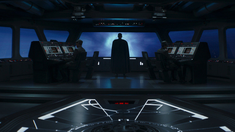 Moff Gideon standing on Star Destroyer bridge