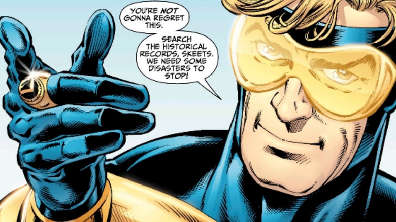 Booster Gold talking time-travel