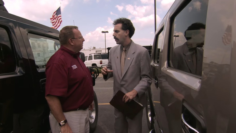 Borat talking with car salesman