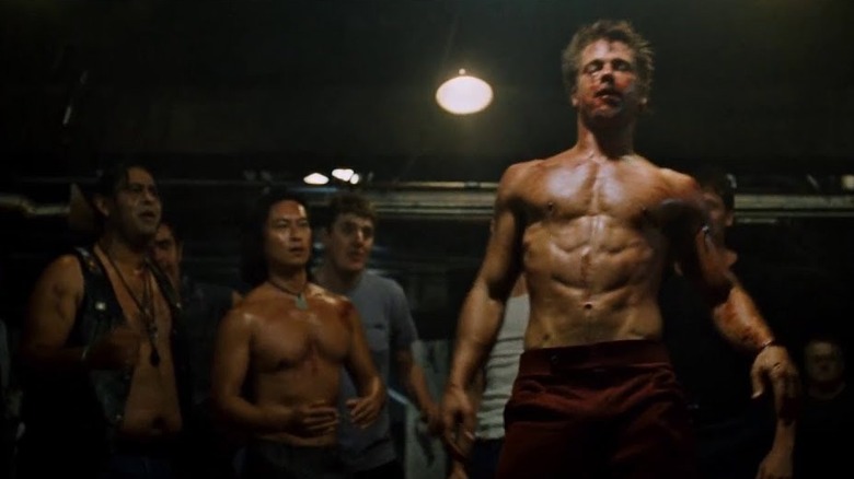 Tyler Durden bloody and shirtless