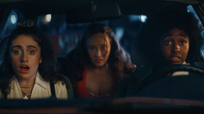 PJ, Isabel, and Josie in a car