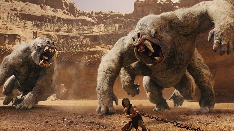 Carter is chased by giant monsters in "John Carter"