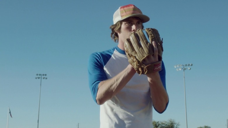 Jake preparing to pitch baseball