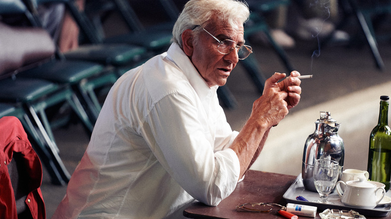 Bradley Cooper in makeup as Leonard Bernstein