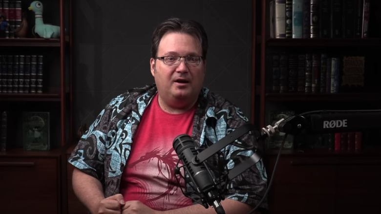 Brandon Sanderson wearing colorful shirt