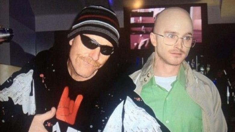 Bryan Cranston and Aaron Paul dressed as Jesse and Walt