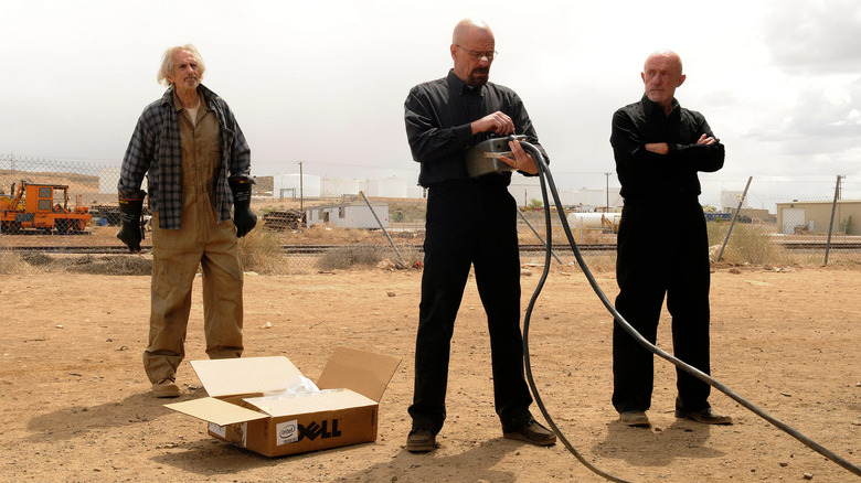 Joe, Walt, and Mike test the magnet