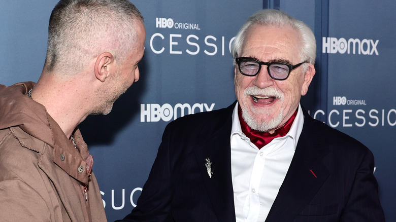 Brian Cox laughing with Jeremy Strong