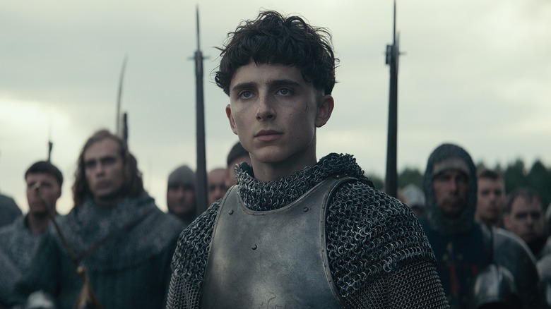 Timothee Chalamet wears armor