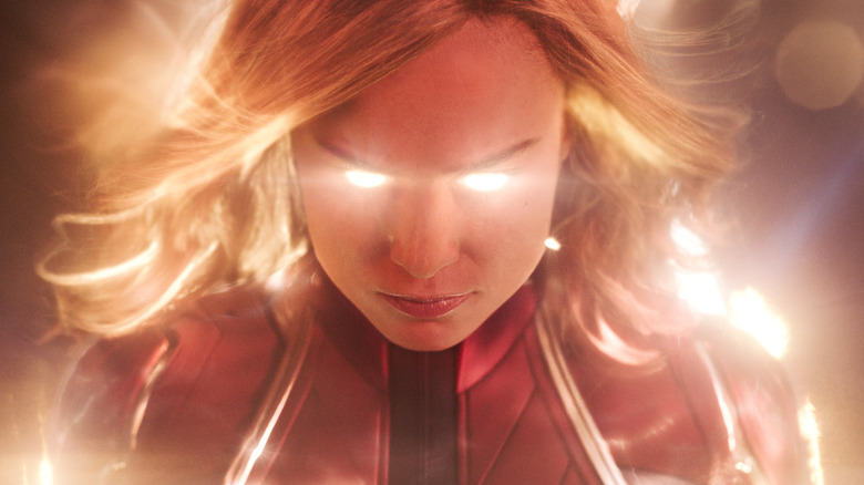 Captain Marvel engulfed in bright light