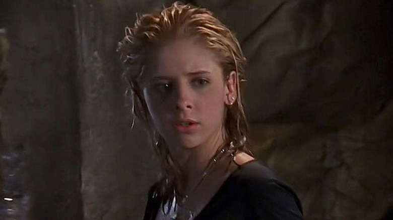 A wet Buffy deals with fish monsters