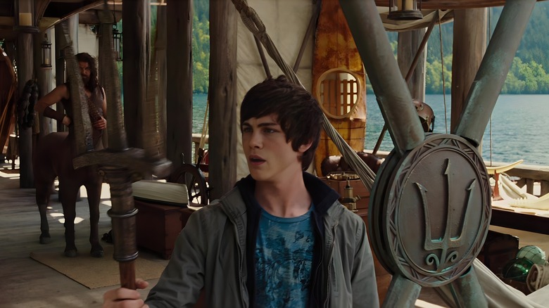 Percy Jackson holding a trident