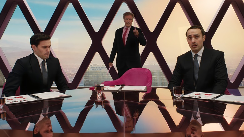 Barbie executives speaking in a boardroom