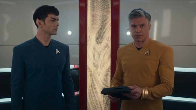 Pike and Spock in the turbolift