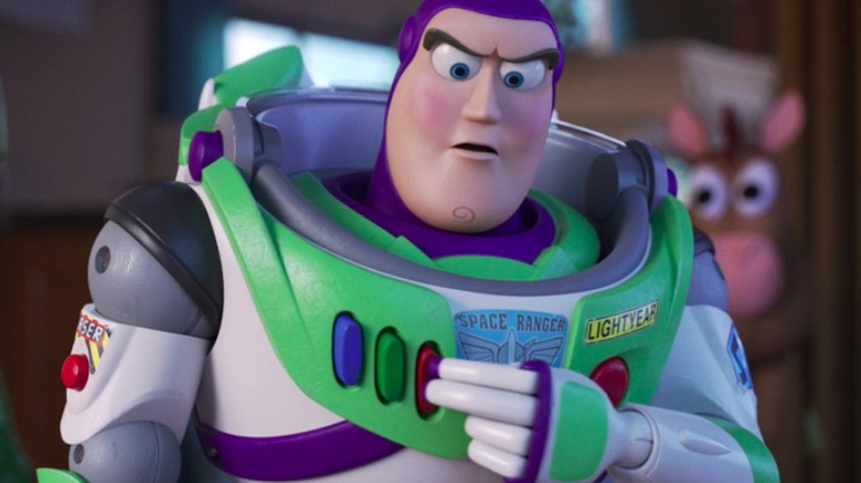 Buzz Lightyear presses a speech button