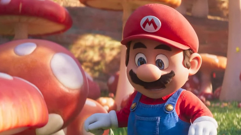 Mario looking down like a weirdo