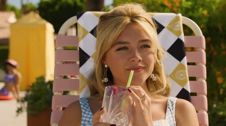 Florence Pugh Alice smirking drinking