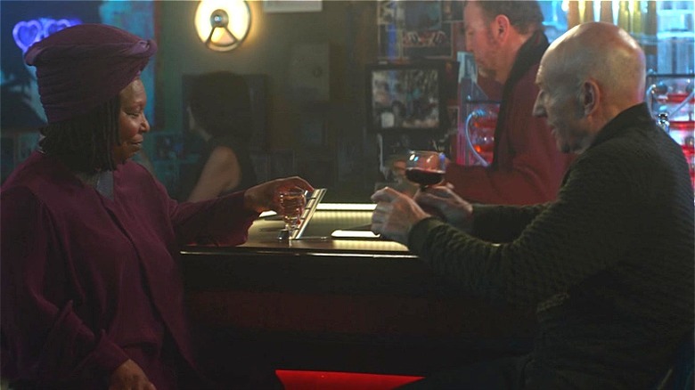 Picard and Guinan at a bar