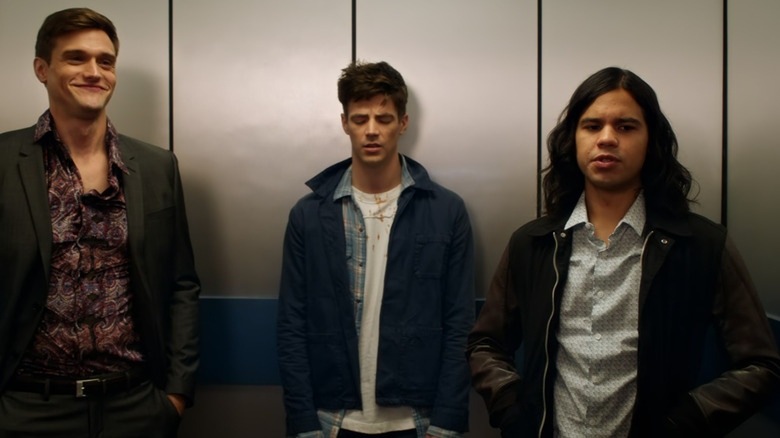 Barry Allan, Cisco Ramon, and Ralph Dibny in an elevator