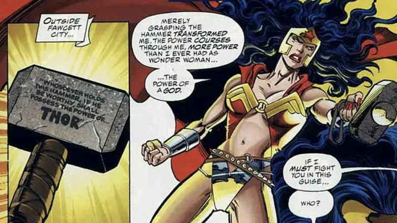 Wonder Woman lifts Mjolnir