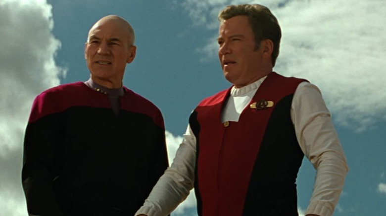 Picard and Kirk on mountainside