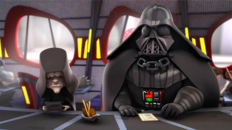 Palpatine and Vader at Diner in Star Wars: Detours