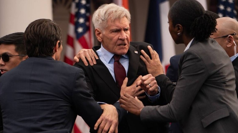 President Ross (Harrison Ford) getting pushed away in Captain America: Brave New World