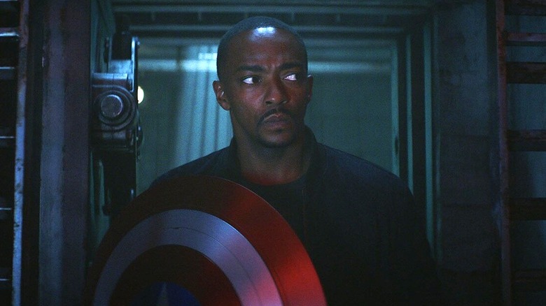 Captain America holding his shield in a hallway (2025)