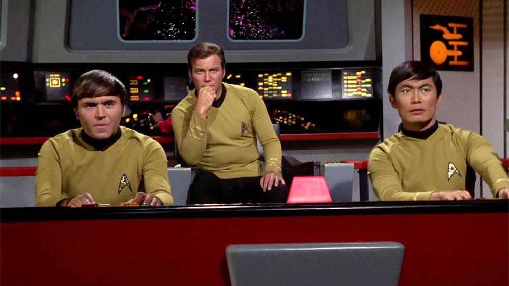 Walter Koenig, William Shatner, George Takei in Star Trek