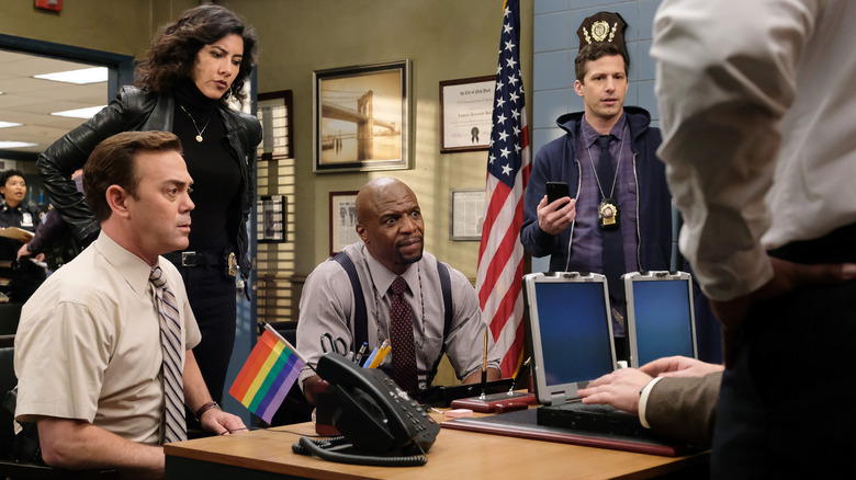 Charles Boyle, Rosa Diaz, Terry Jeffords, and Jake Peralta on Brooklyn Nine Nine