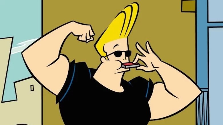 Johnny Bravo playing harmonica 