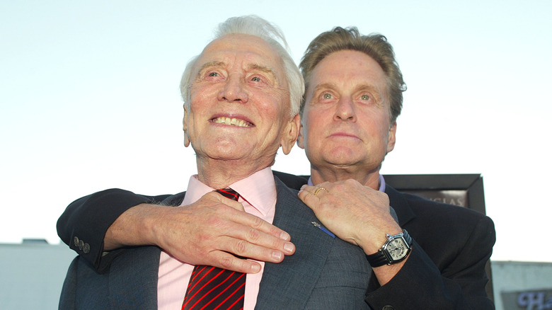 Kirk Douglas with his son, Michael Douglas.