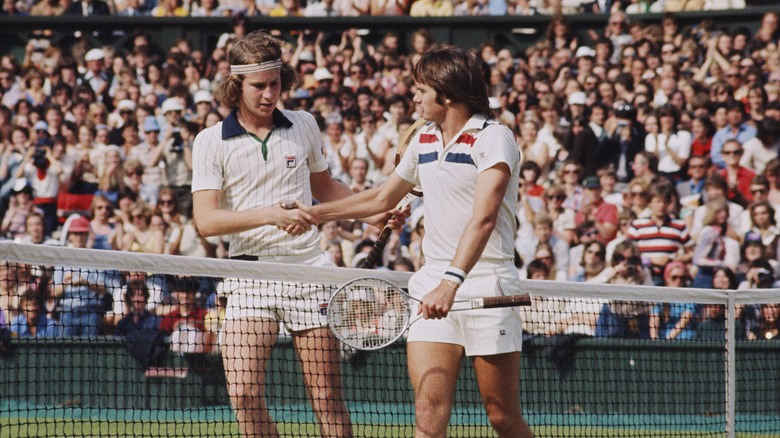 John McEnroe and Jimmy Connors shaking hands at Wimbledon