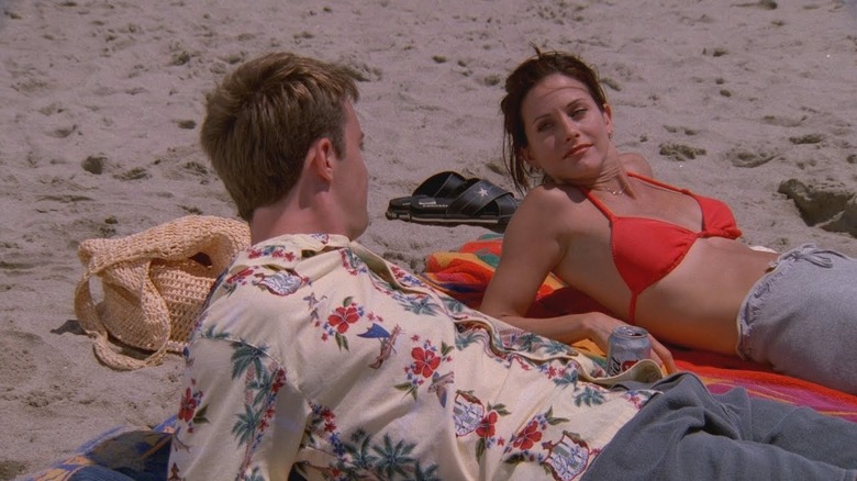 Chandler and Monica on the beach